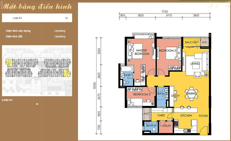 Thiết kế căn hộ A1 chung cư Avenue Park Hà Nội Garden City Thạch Bàn