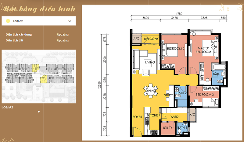 Thiết kế căn hộ A2 chung cư Avenue Park Hà Nội Garden City Thạch Bàn