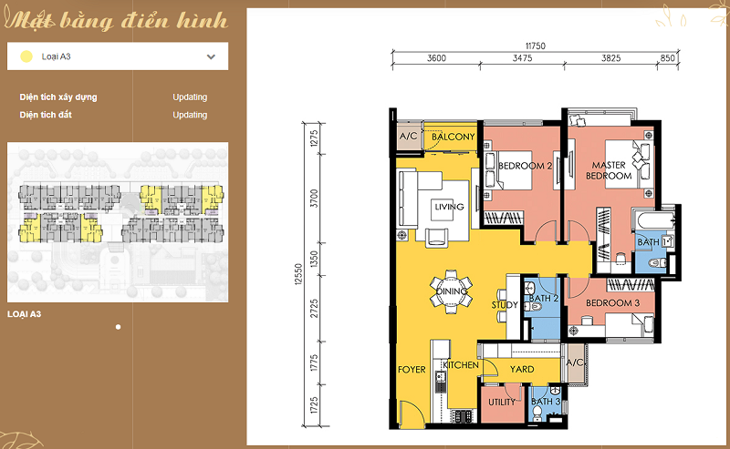 Thiết kế căn hộ A3 chung cư Avenue Park Hà Nội Garden City Thạch Bàn